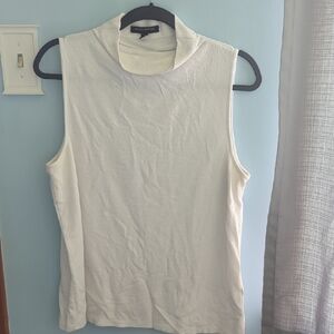 Banana Republic Cream Sleeveless Tank Top with Mandarin Collar